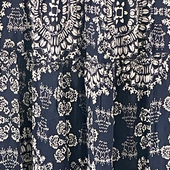 NWT ELAN "Charli" Mini Dress Bell Sleeve Tiered Paisley Navy Woman Size XL - Picture 4 of 9